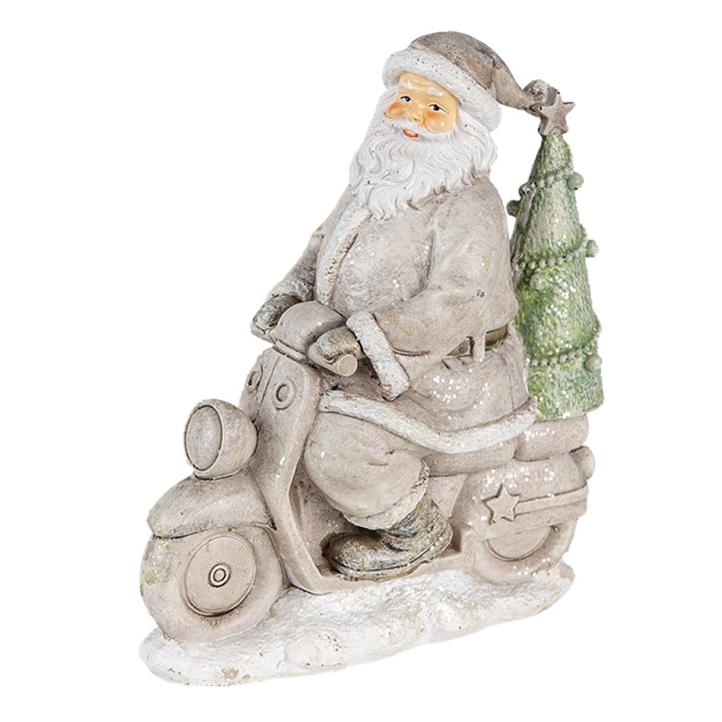 6PR4725 Figurine Santa Claus 12x6x14 cm Silver colored Polyresin Christmas Decoration