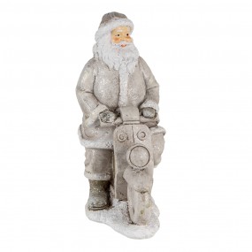 26PR4725 Figurine Père Noël 12x6x14 cm Couleur argent Polyrésine Décoration de Noël