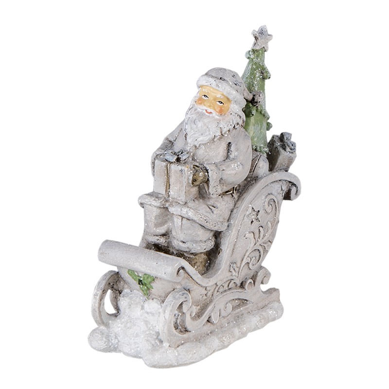 6PR4727 Statuetta Babbo Natale  10x6x13 cm Grigio Poliresina Decorazione di Natalizie