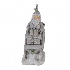 26PR4727 Statuetta Babbo Natale  10x6x13 cm Grigio Poliresina Decorazione di Natalizie