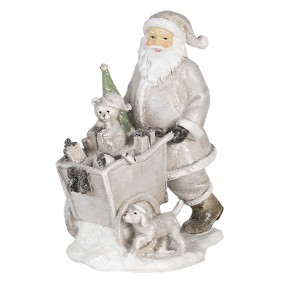 26PR4728 Figur Weihnachtsmann 12x8x15 cm Silberfarbig Polyresin Weihnachtsdekoration