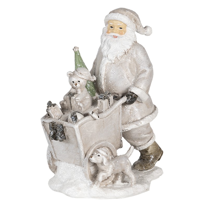 6PR4728 Figur Weihnachtsmann 12x8x15 cm Silberfarbig Polyresin Weihnachtsdekoration