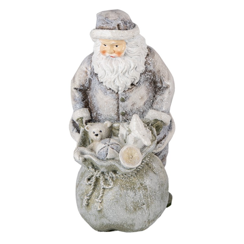 6PR4729 Figurine Santa Claus 10x7x13 cm Grey White Polyresin Christmas Decoration