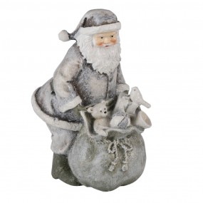 26PR4729 Figurine Père Noël 10x7x13 cm Gris Blanc Polyrésine Décoration de Noël