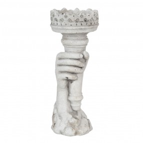 26TE0285M Candle holder 13x11x33 cm Grey Stone Hand Candle Holder