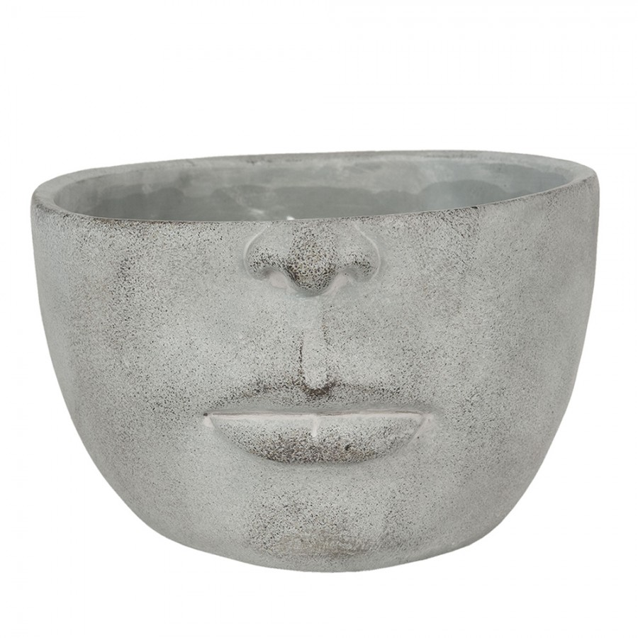 Te Planter X X Cm Grey Stone Face Round Indoor Planter