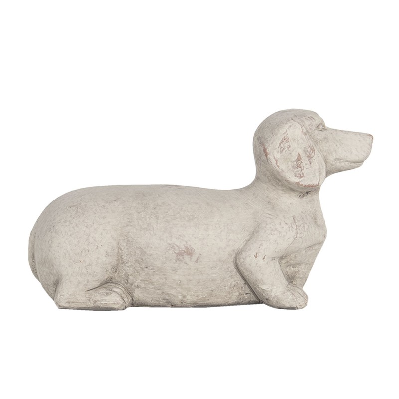 6TE0297 Decoratie Beeld Hond 24x9x13 cm Grijs Steen