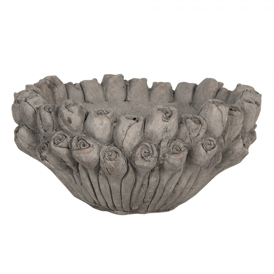 6TE0355 Planter Ø 27x13 cm Grey Stone Round Indoor Planter