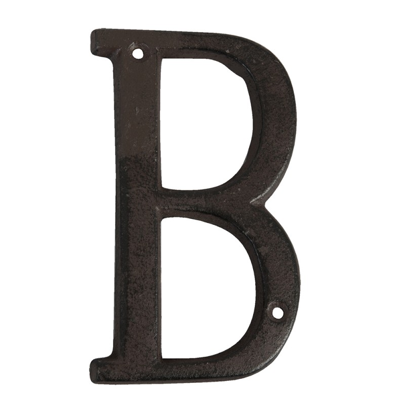 6Y0840-B Lettre B en fer 13 cm Marron Fer Lettres de décoration