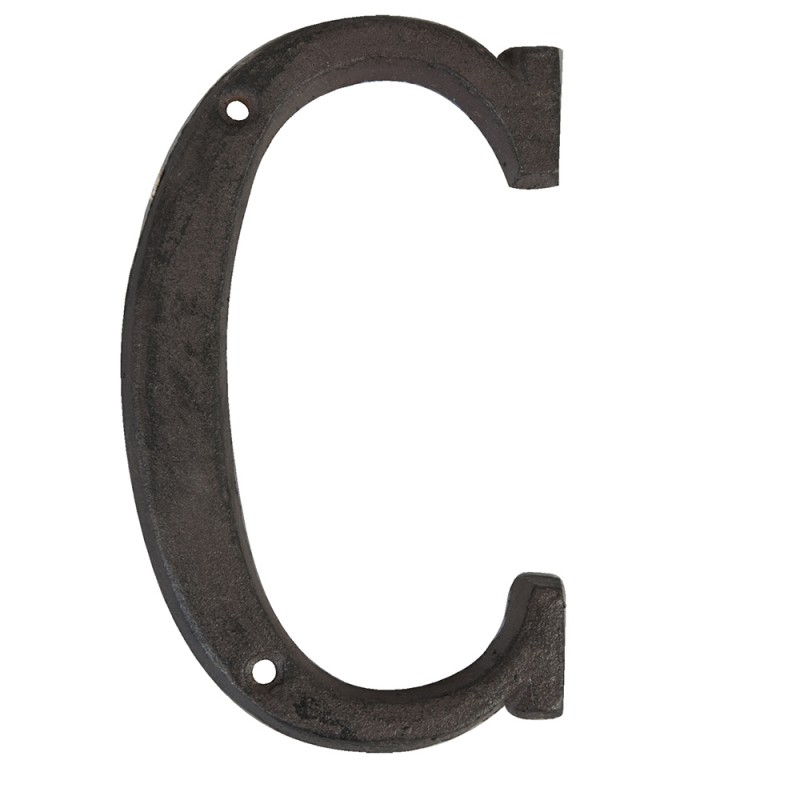6Y0840-C Lettre C en fer 13 cm Marron Fer Lettres de décoration