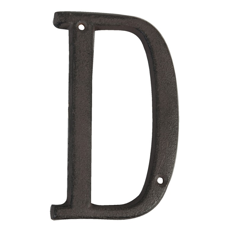 6Y0840-D Lettera D di ferro 13 cm Marrone Ferro Lettere decorative