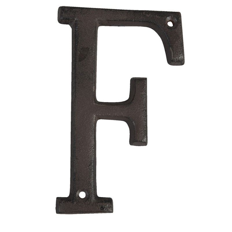 6Y0840-F Lettre F en fer 13 cm Marron Fer Lettres de décoration