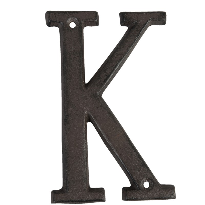 6Y0840-K Iron Letter K 13 cm Brown Iron Decorative Letters