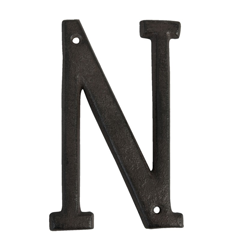 6Y0840-N Iron Letter N 13 cm Brown Iron Decorative Letters