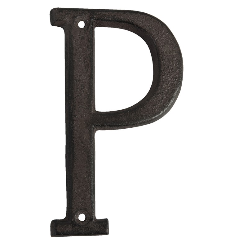 6Y0840-P Lettre P en fer 13 cm Marron Fer Lettres de décoration