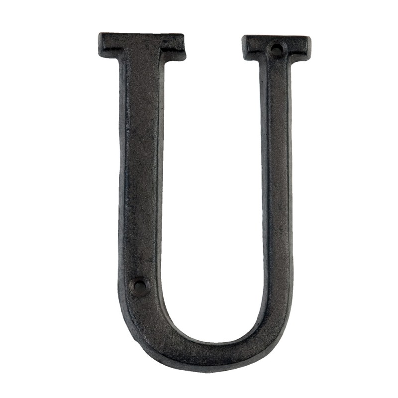 6Y0840-U Iron Letter U 13 cm Brown Iron Decorative Letters