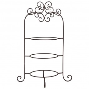 26Y1249 3-Tiered Plate Stand 36x28x54 cm Brown Iron Round Cake Stand