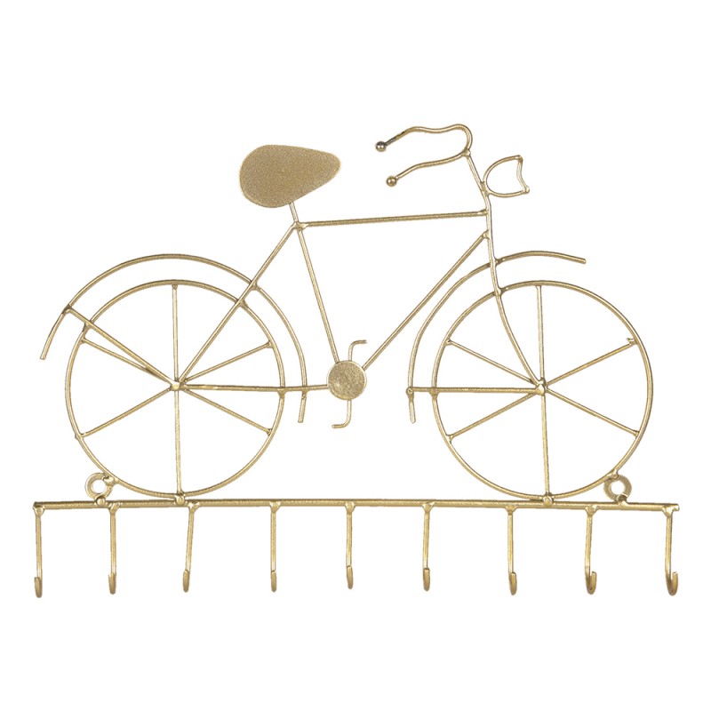 6Y1385GO Key Rack Bicycle 32x23 cm Gold colored Iron Coat Rack