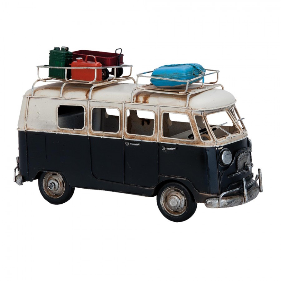 Troosteloos Aardewerk registreren 6Y1634 Modelauto Camper 27x10x17 cm Zwart Ijzer Kunststof Miniatuur VW Bus  Miniatuur Voertuigen