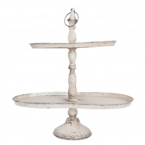 26Y2203 2-Tiered Stand 47x24x50 cm White Iron Oval Cake Stand