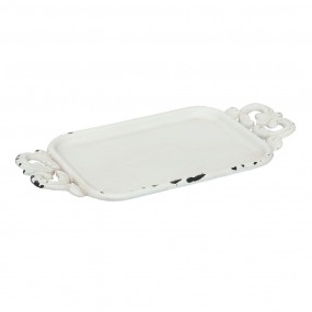26Y2309W Decorative Serving Tray 16x8x1 cm White Iron Rectangle Serving Platter