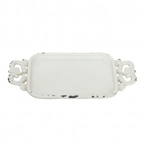 26Y2309W Decorative Serving Tray 16x8x1 cm White Iron Rectangle Serving Platter