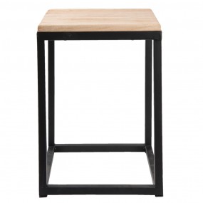 26Y2510 Side Table Set of 2 Black Iron Wood Square Side Table