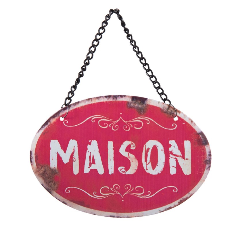 6Y2533 Text Sign 12x8 cm Red Metal Oval Wall Board
