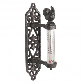 26Y3002 Outdoor Thermometer 5x8x21 cm Brown Iron Rooster Round Cast Iron Thermometer