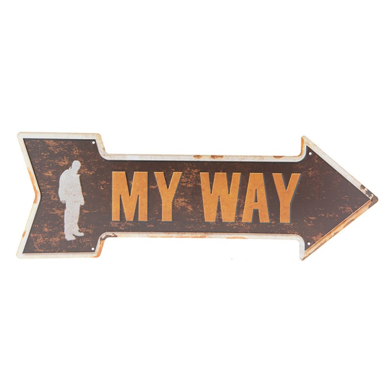 6Y3110 Text Sign 46x15 cm Brown Iron Rectangle Wall Board