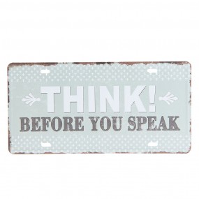 26Y3154 Text Sign 30x15 cm Grey Iron Rectangle Wall Board