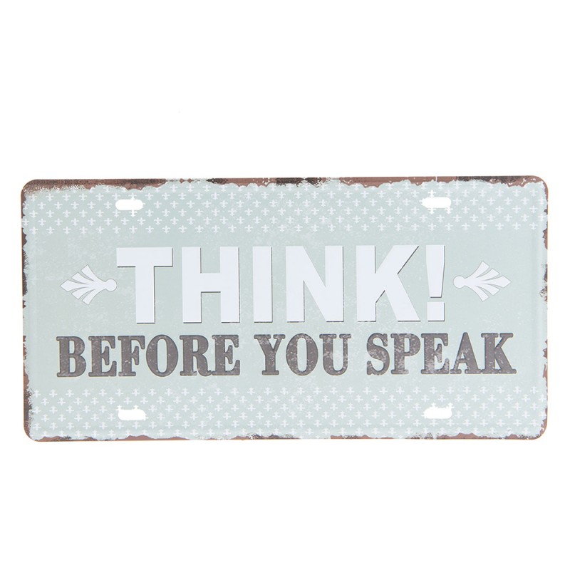 6Y3154 Text Sign 30x15 cm Grey Iron Rectangle Wall Board