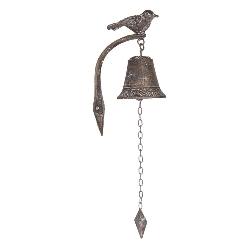 6Y3173 Vintage Doorbell Bird 10x15x25 cm Brown Iron Garden Bell