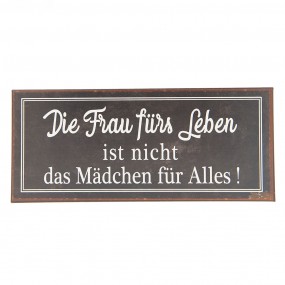 26Y3248 Text Sign 30x13 cm Brown White Metal Rectangle Wall Board