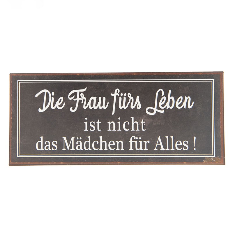 6Y3248 Text Sign 30x13 cm Brown White Metal Rectangle Wall Board