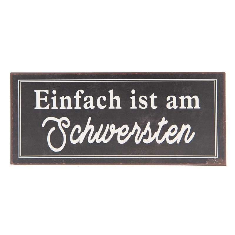 6Y3254D Text Sign 30x13 cm Brown Metal Rectangle Wall Board