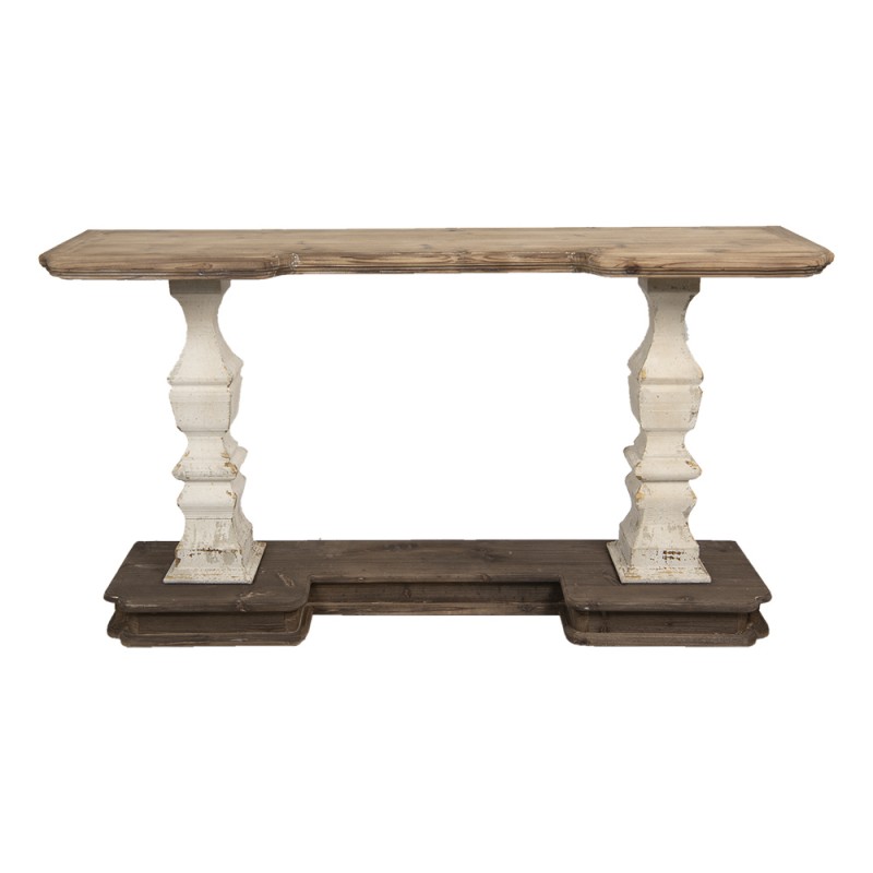 5H0448 Side Table 157x40x86 cm Brown Beige Wood Rectangle Console Table