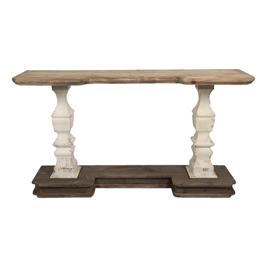 5H0448 Sidetable 157x40x86 Cm Bruin Beige Hout Rechthoek Wandtafel