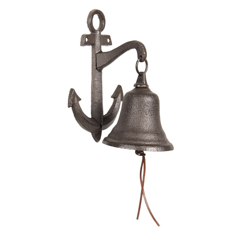 6Y3458 Vintage Doorbell Anchor 14x10x22 cm Brown Iron Garden Bell