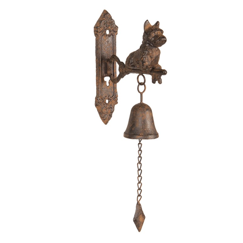 6Y3481 Vintage Doorbell Dog 6x16x38 cm Brown Iron Garden Bell