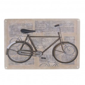26Y3499 Text Sign 30x20 cm Beige Grey Iron Bicycle Rectangle Wall Board