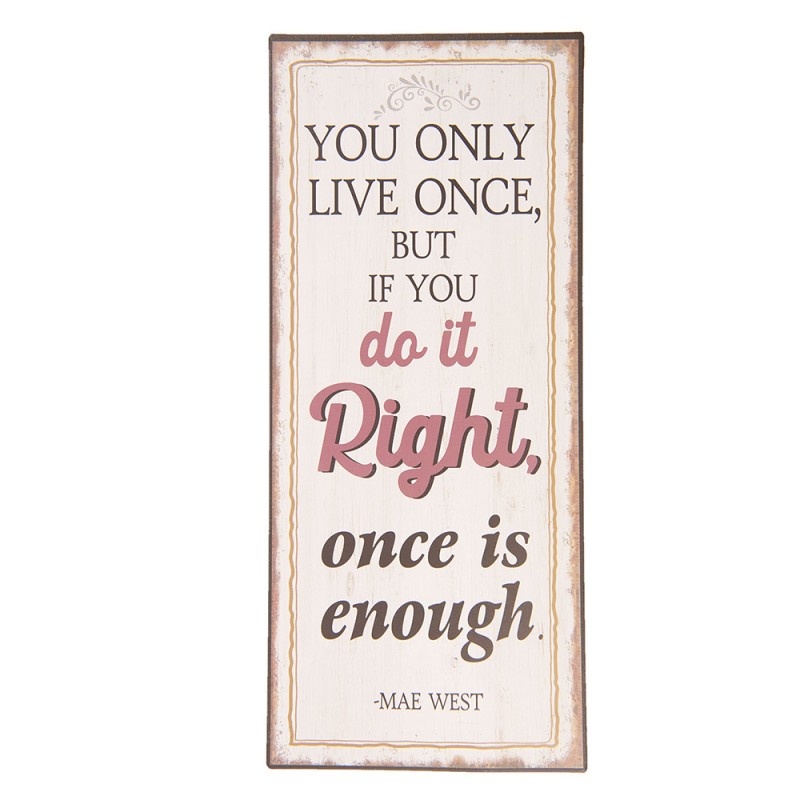 6Y3639E Text Sign 13x30 cm Beige Metal Rectangle Wall Board