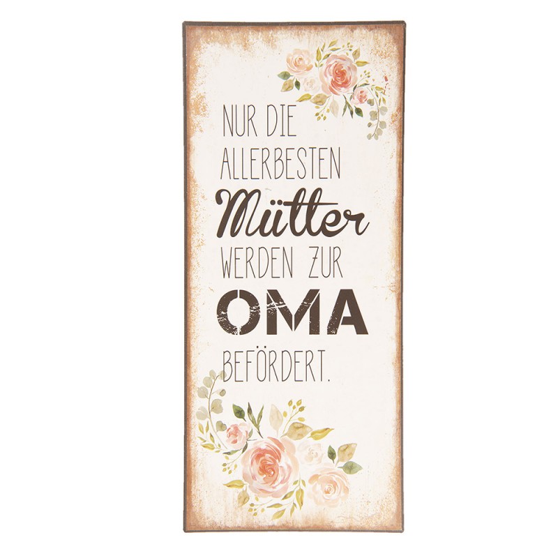 6Y3640D Text Sign 13x30 cm Beige Metal Rectangle Wall Board