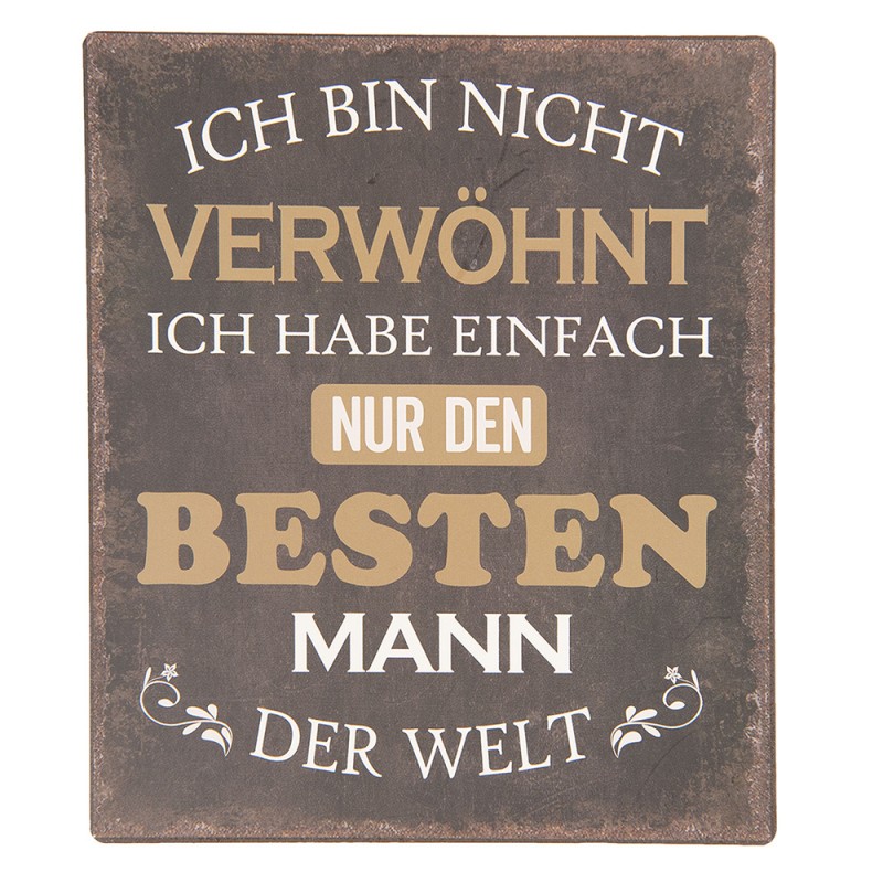 6Y3645D Textschild 13x15 cm Schwarz Braun Eisen Wandschild