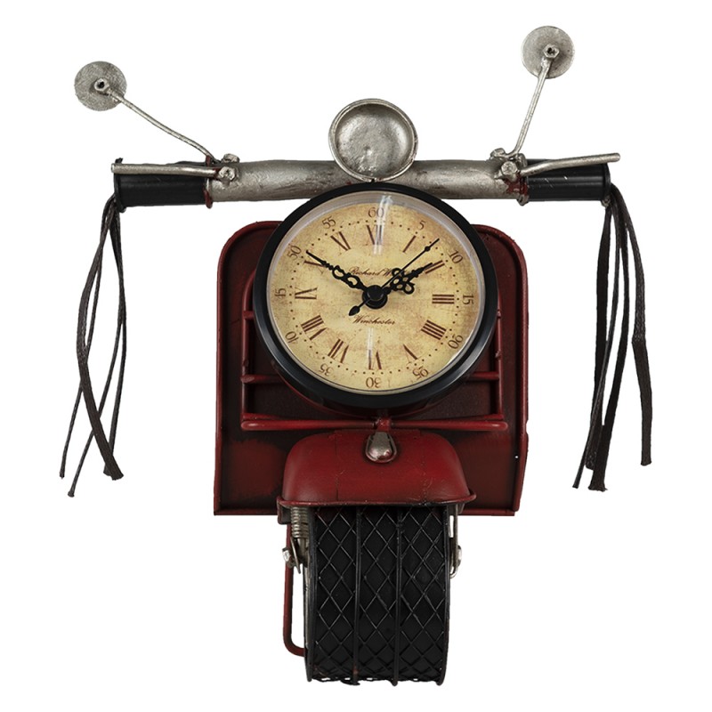 6KL0740 Table Clock Scooter 19x12x25 cm Red Iron Indoor Table Clock