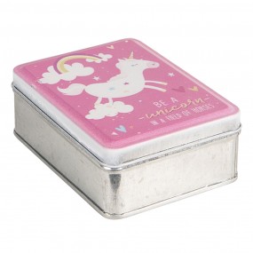 26Y3688 Tin Storage Box 10x8x4 cm Pink Metal Unicorn Rectangle Storage Tin