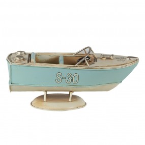26Y4610 Decorative  Miniature Boat 18x8x8 cm Turquoise Beige Iron Miniature Boat