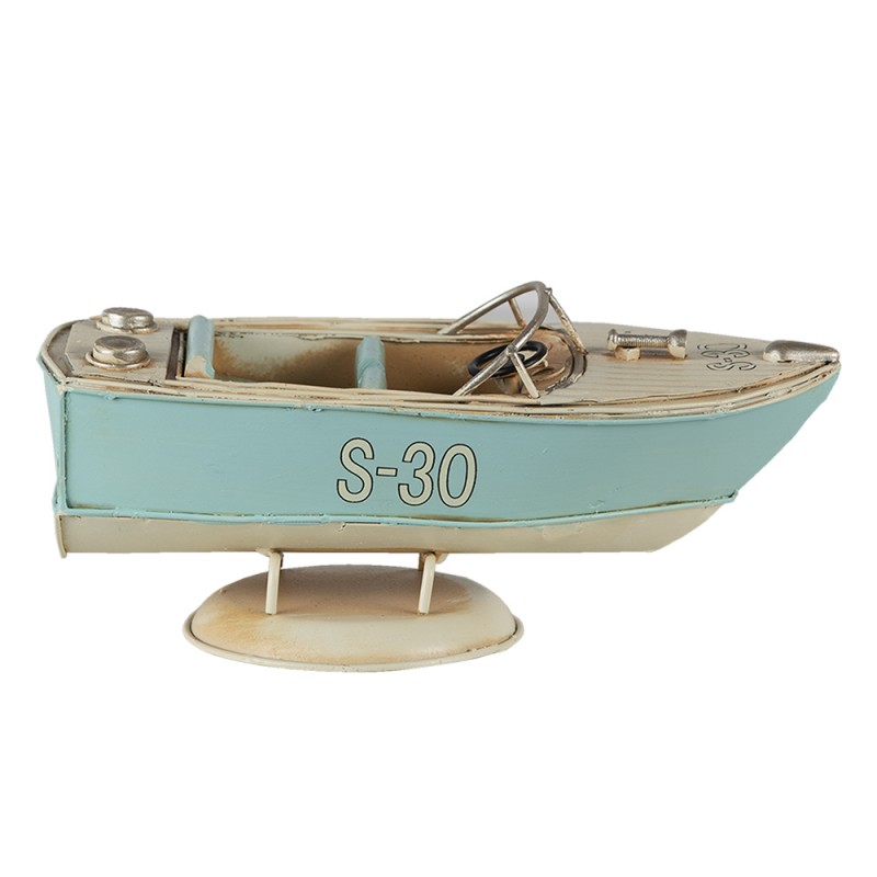 6Y4610 Decorative  Miniature Boat 18x8x8 cm Turquoise Beige Iron Miniature Boat