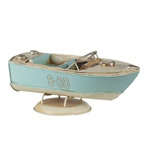 26Y4610 Miniatura decorativa Barca 18x8x8 cm Turchese Beige Ferro Barca in miniatura
