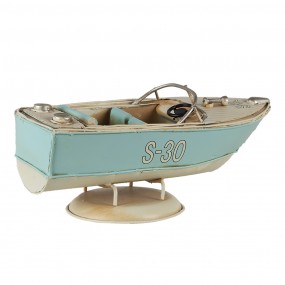 26Y4610 Decorative  Miniature Boat 18x8x8 cm Turquoise Beige Iron Miniature Boat